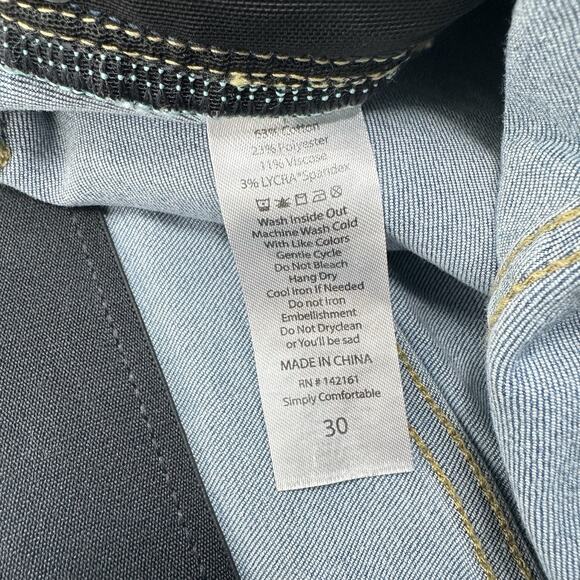 Lularoe Shorts 30 US 10 12 Skinny Bermuda Cuffed Blue Denim Tummy Panel EUC - Picture 8 of 9